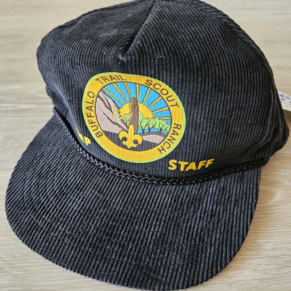 VTG NOS Buffalo Trail Scout Ranch Camp Staff Corduroy Mohr's Snapback Hat